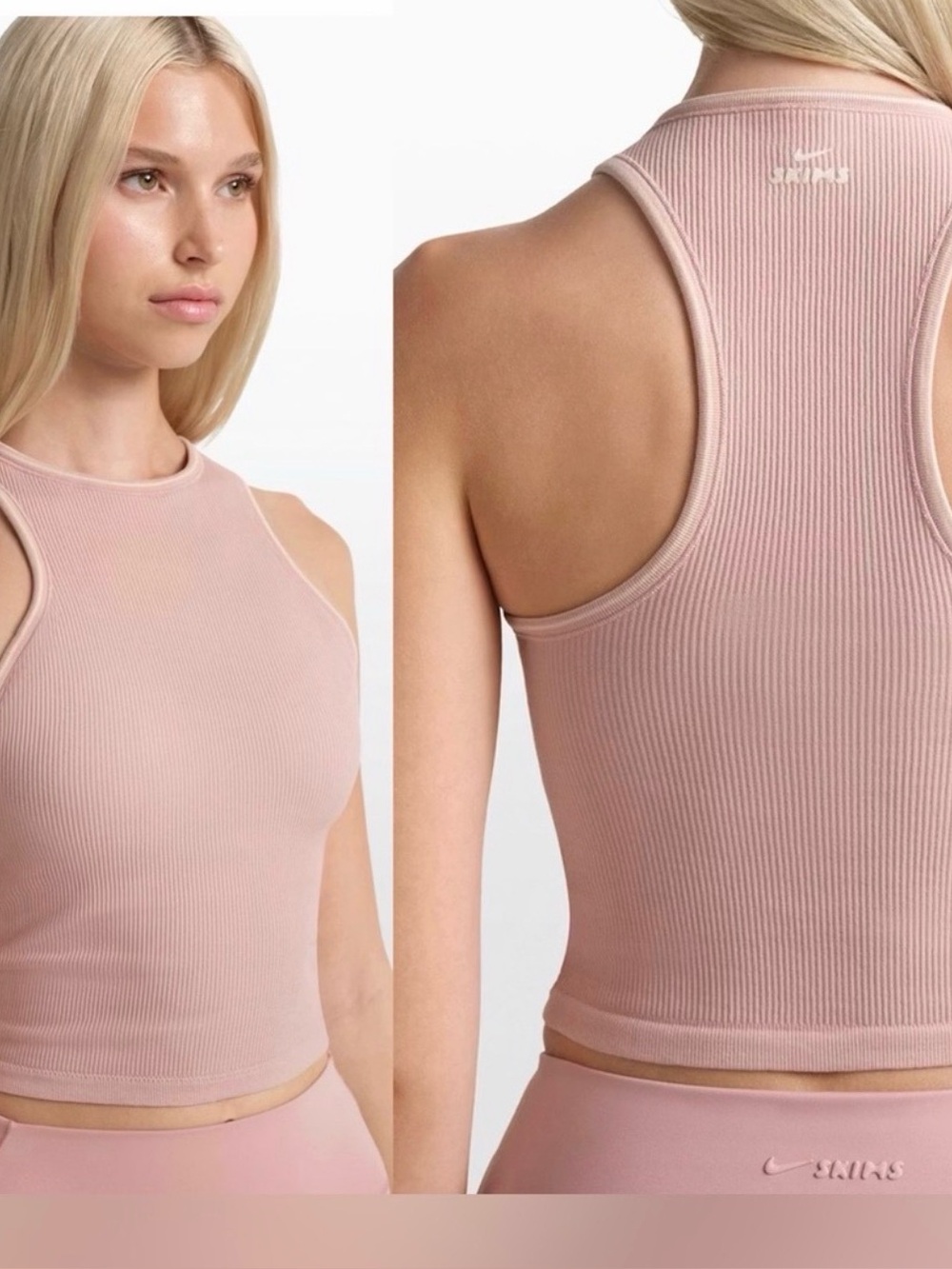 Skims Nike Women's Blush Ribbed Seamless Racer Front Tank